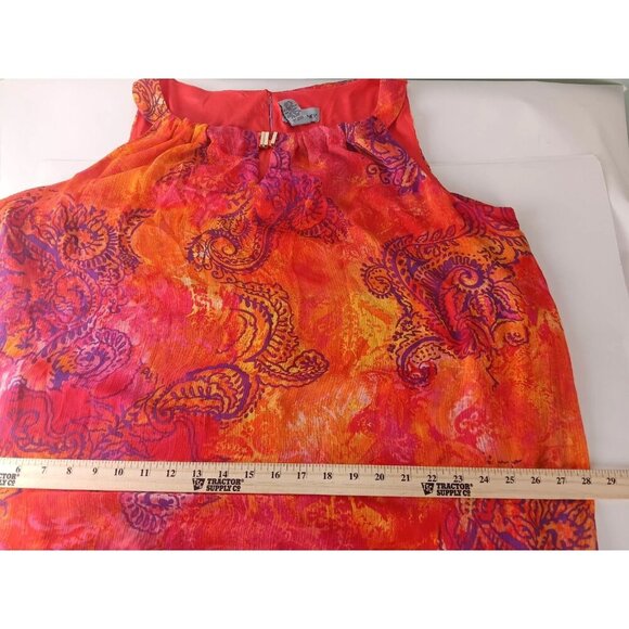 Catherines Women Maxi Dress Orange Red Paisley Sleeveless Stretch Lined Plus 2X - Picture 9 of 9
